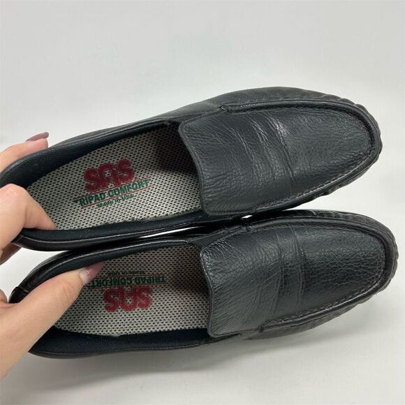 SAS Women's Twin Slip-On Loafers Black Leather Casual Comfort Size 9 Narrow - Picture 13 of 15